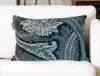 Homezia Shades Of Blue Beaded Embroidery Decorative Throw Pillow