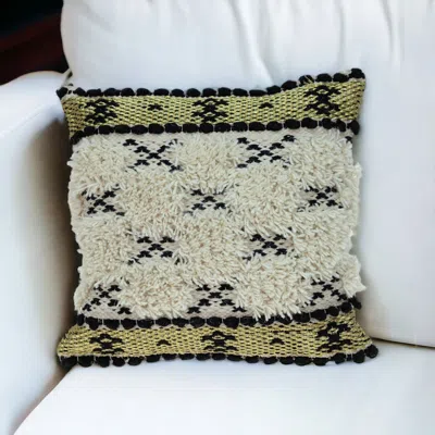 Homezia Shaggy Woven Throw Pillow