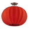 Homezia Shanghai 1-light Brushed Nickel Pendant With Sheer Red Ribbon Shade