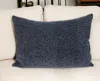 Homezia Shimmering Metallic Blue Beaded Luxury Throw Pillow