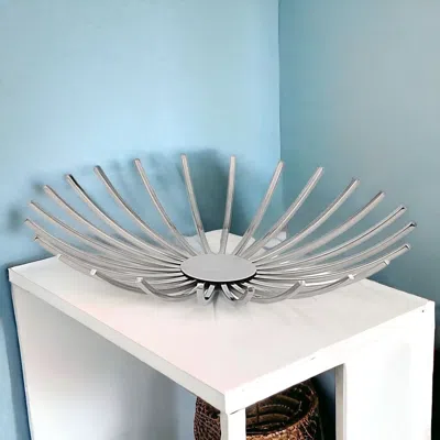Homezia Shiny Silver Open Spike Centerpiece Bowl In Multi