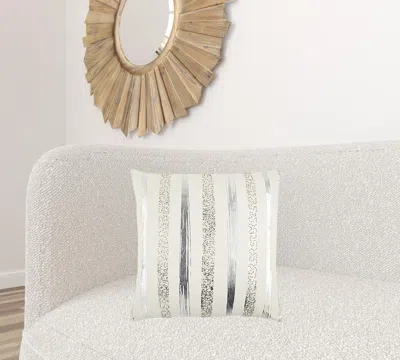 Homezia Silver And Gold Glam Stripe Beaded Throw Pillow In Brown