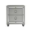 Homezia Silver Champagne Tone Nightstand With 2 Drawer Mirror Trim Accent