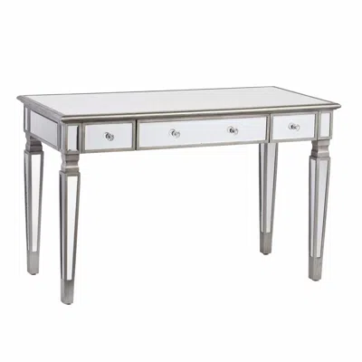 Homezia Silver Matte Mirrored Writing Desk