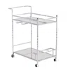 Homezia Silver Metal And Mirrored Glass Bar Cart With Wine Storage