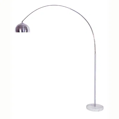 Homezia Silver Metal Arched Floor Lamp In Metallic
