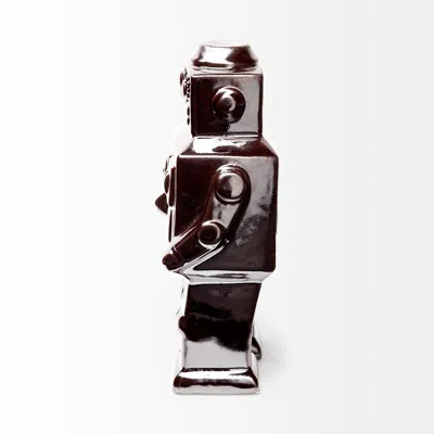 Homezia Silver Metal Robot Shaped Sculpture In Metallic