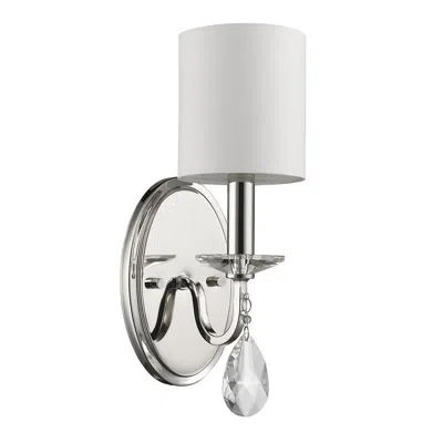 Homezia Silver Three Light Wall Sconce With White Fabric Shade In Metallic