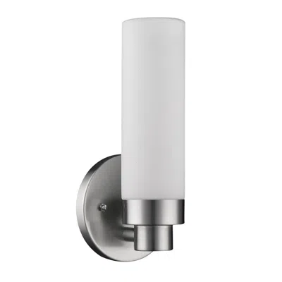 Homezia Silver Wall Light With Narrow Frosted Glass Shade In Gray