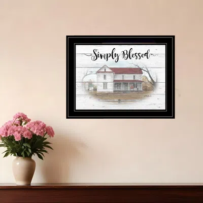 Homezia Simply Blessed Farmhouse Black Framed Print Wall Art In Multi