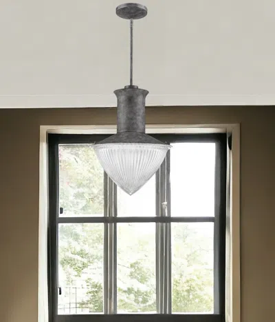 Homezia Skylar 1-light Ash Pendant With Halophane Glass Shade In Gray