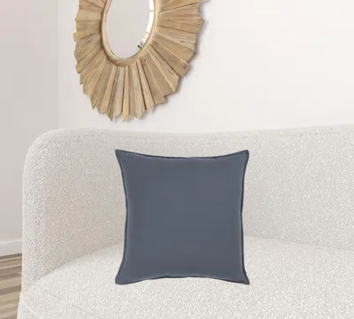 Homezia Slate Blue Solid Color Flange Edge Throw Pillow
