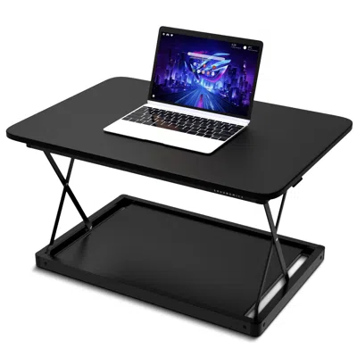 Homezia Small Black Adjustable Standing Desk Converter In Brown