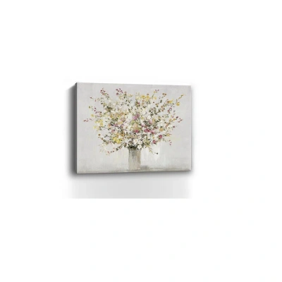 Homezia Small Colorful Wildflowers In A Vase Canvas Wall Art In Gray