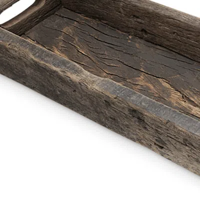 Homezia Small Natural Brown Reclaimed Wood With Grains And Knots Highlight Tray In Multi