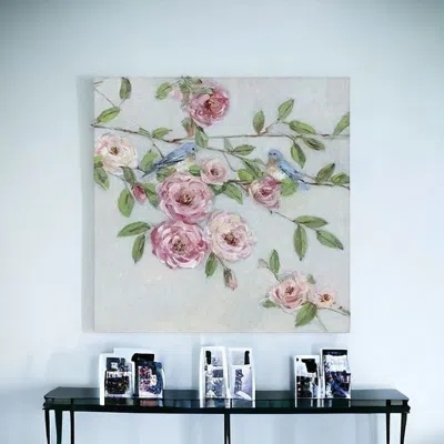 Homezia Small Pretty Pink Blooms Canvas Wall Art