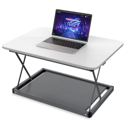 Homezia Small Silver Adjustable Standing Desk Converter