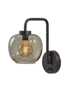 Homezia Smoked Glass Globe Shade With Vintage Edison Bulb And Matte Black Metal Wall Lamp