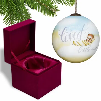 Homezia Smooth You Are Loved, Little One Hand Painted Mouth Blown Glass Ornament In Multi