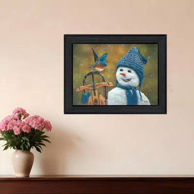Homezia Snow Brother Snowman Black Framed Print Wall Art In Multi