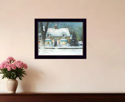 Homezia Snow Softly Falling 2 Black Framed Print Wall Art In Multi