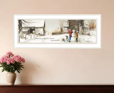 Homezia Snowmen From Heaven 2 White Framed Print Wall Art In Multi