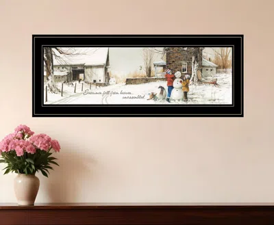 Homezia Snowmen From Heaven 3 Black Framed Print Wall Art
