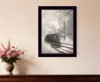 Homezia Snowy Locomotive 1 Black Framed Print Wall Art