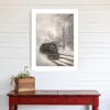 Homezia Snowy Locomotive 2 White Framed Print Wall Art