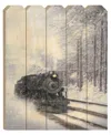 Homezia Snowy Locomotive Unframed Picket Fence Wall Art