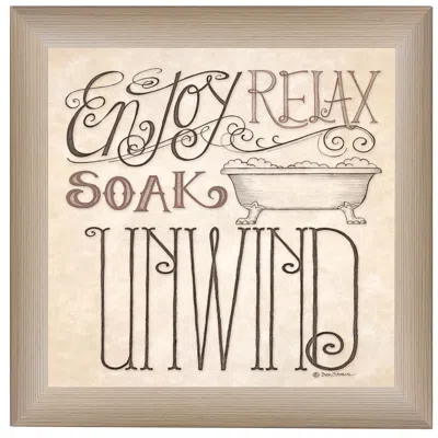 Homezia Soak And Relax 1 Brown Framed Print Bathroom Wall Art