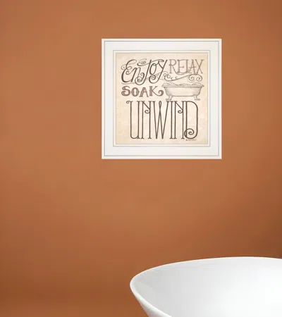 Homezia Soak And Relax 2 White Framed Print Bathroom Wall Art In Neutral