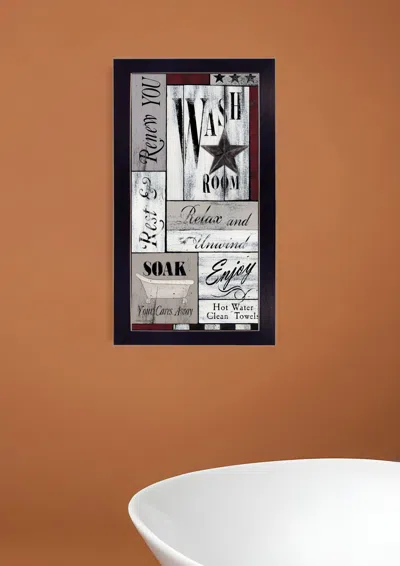 Homezia Soak Your Cares Away 2 Black Framed Print Bathroom Wall Art In Multi