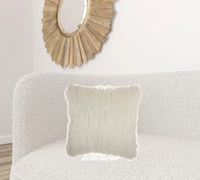 Homezia Soft White Shag Accent Pillow