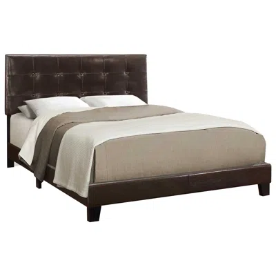 Homezia Solid Wood Queen Tufted Brown Upholstered Linen Bed With Nailhead Trim In Gray