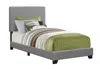 Homezia Solid Wood Twin Gray Upholstered Faux Leather Bed