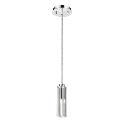 Homezia Solo 1-light Polished Chrome Pendant With Square 4-sided Cut Crystal Shade In Metallic