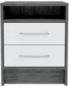 Homezia Sophisticated And Stylish Smokey Oak And White Nightstand