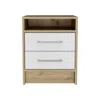 Homezia Sophisticated And Stylish White And Light Oak Nightstand