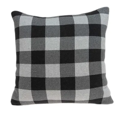 Homezia Square Buffalo Check Gray Accent Pillow