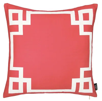 Homezia Square Red And White Geometric Decorative Throw Pillow Cover In Pink