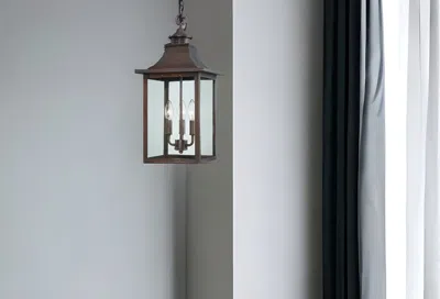 Homezia St. Charles 3-light Acopper Patina Hanging Light In Burgundy