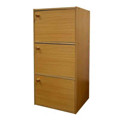 Homezia Standard Natural Triple Door Verticle Book Shelf