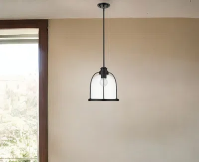 Homezia Stanton 1-light Matte Black Pendant In Brown