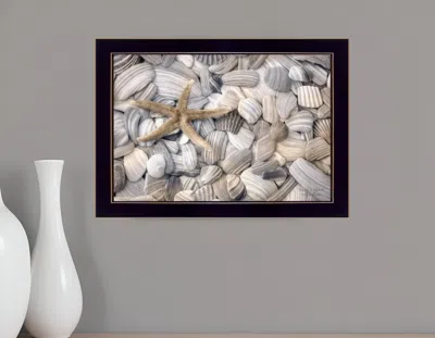 Homezia Starfish And Seashell 1 Black Framed Print Wall Art In Multi
