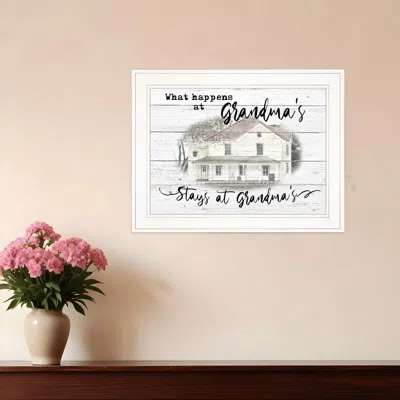 Homezia Stays At Grandmas White Framed Print Wall Art