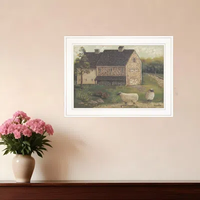 Homezia Stone Barn 2 White Framed Print Wall Art