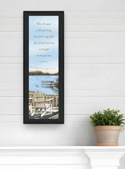 Homezia Strength 3 Black Framed Print Wall Art In Blue
