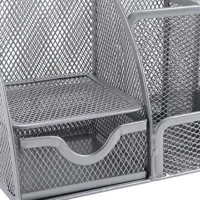 Homezia Stylish Silver Gray 6 Compartment Desk Organizer