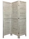 Homezia Stylish Three Panel Washed White Shutter Divider Screen